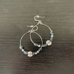Alex and Ani silver tone and blue/gray beaded earrings